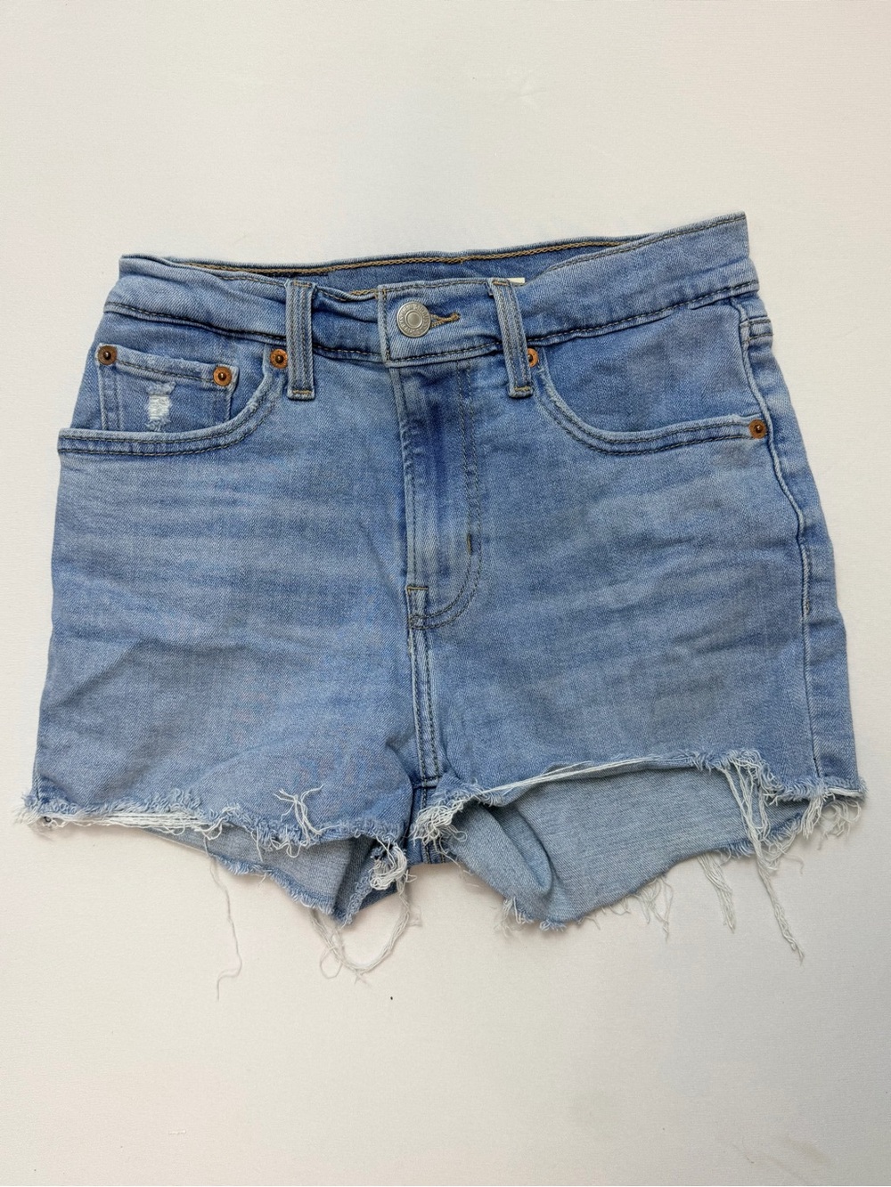 Levi's Light Blue High Rise Distressed Denim Cutoff Shorts